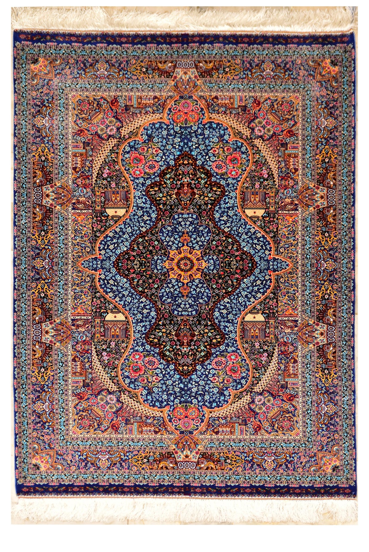 Fine Agra 100% Silk Oriental Rug 3' x 5' — Crafters and Weavers