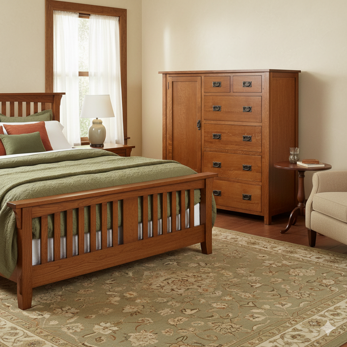 Mission Style Solid Oak Chest of Drawers - Michael's Cherry (MC-A Mission Style Solid Oak Chest of Drawers - Michael's Cherry (MC-A
