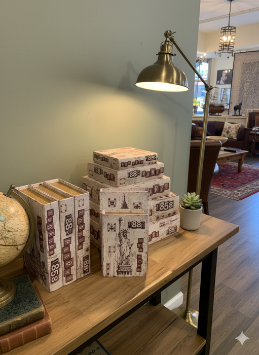 Decorative Book Box Set of 3 – London, Paris & New York | Hidden Storage Keepsake Jewelry Trinket Organizer