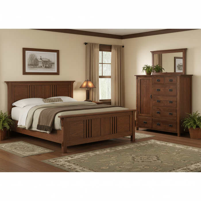 Mission Style Solid Oak Chest of Drawers - Walnut (AW)