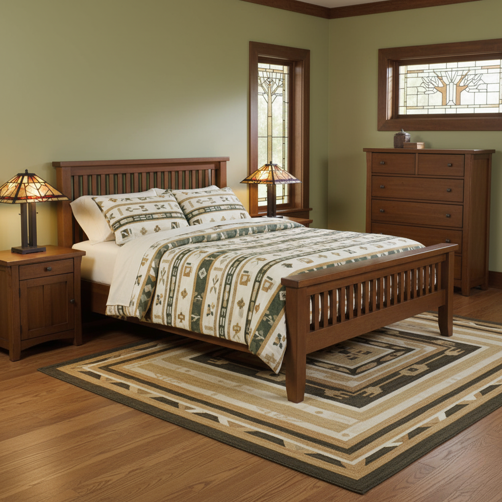 Mission Quarter Sawn Oak Slat Bed - Walnut — Crafters and Weavers