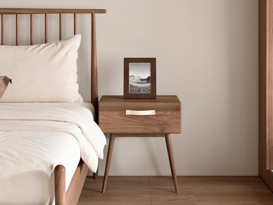 Isabella Mid Century 1-Drawer Nightstand - Solid American Black Walnut