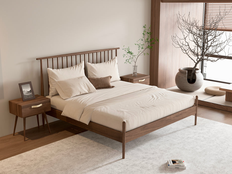 Isabella Midcentury King Bed - Solid Black Walnut