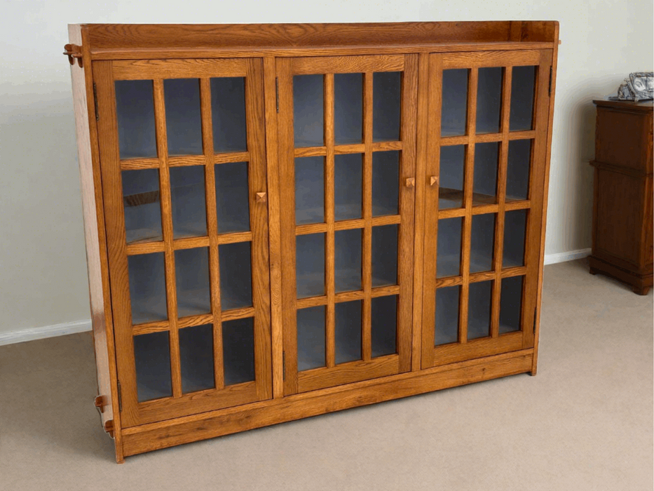 Mission Oak 3 Door Display Bookcase