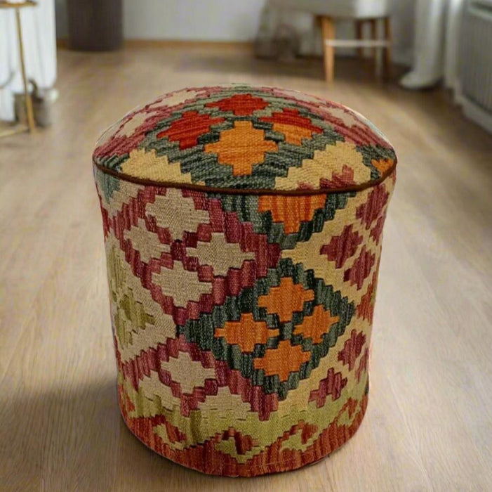 One of a Kind Kilim Rug Pouf Ottoman foot stool #4A