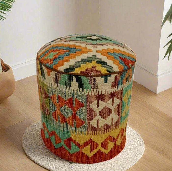 One of a Kind Kilim Rug Pouf Ottoman foot stool #115A