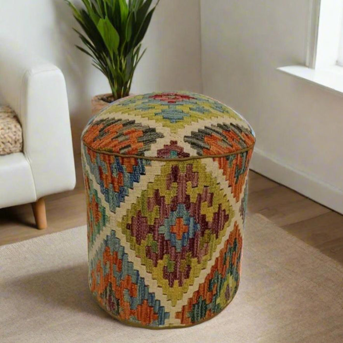 One of a Kind Kilim Rug Pouf Ottoman foot stool #111A