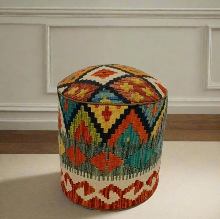 One of a Kind Kilim Rug Pouf Ottoman foot stool #113A