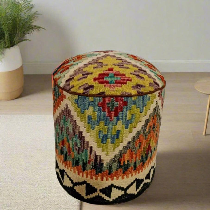 One of a Kind Kilim Rug Pouf Ottoman foot stool #131A