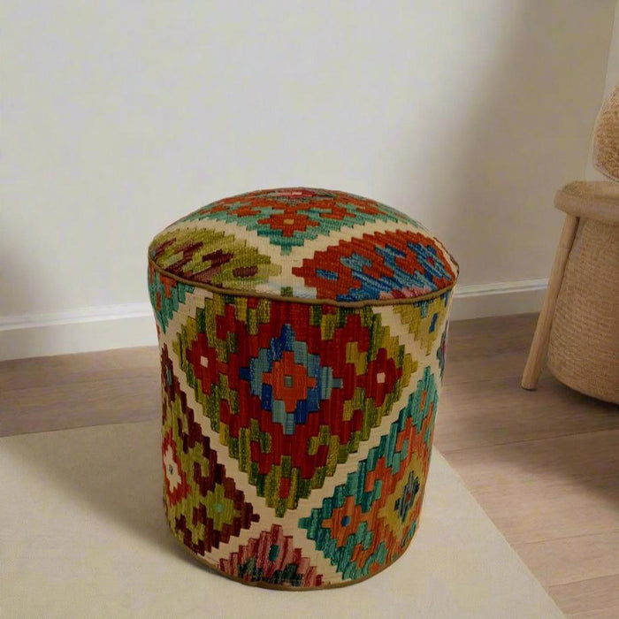 One of a Kind Kilim Rug Pouf Ottoman foot stool #116A