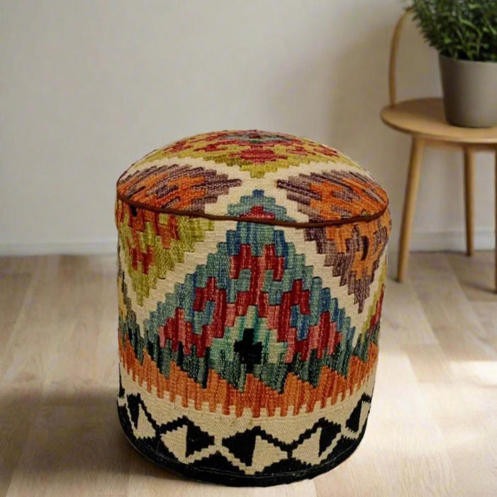 One of a Kind Kilim Rug Pouf Ottoman foot stool #124A