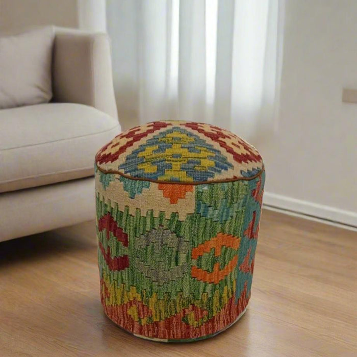 Preorder One of a Kind Kilim Rug Pouf Ottoman foot stool #110A