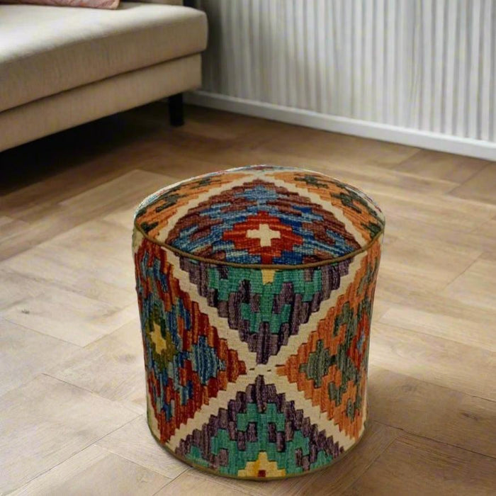 One of a Kind Kilim Rug Pouf Ottoman foot stool #122A