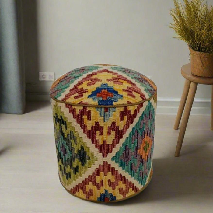 One of a Kind Kilim Rug Pouf Ottoman foot stool #117A