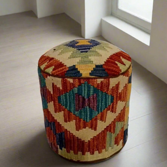 One of a Kind Kilim Rug Pouf Ottoman foot stool #123A