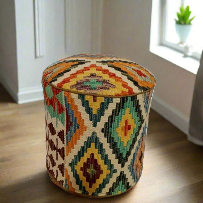 One of a Kind Kilim Rug Pouf Ottoman foot stool #118A