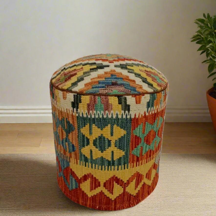 One of a Kind Kilim Rug Pouf Ottoman foot stool #127A