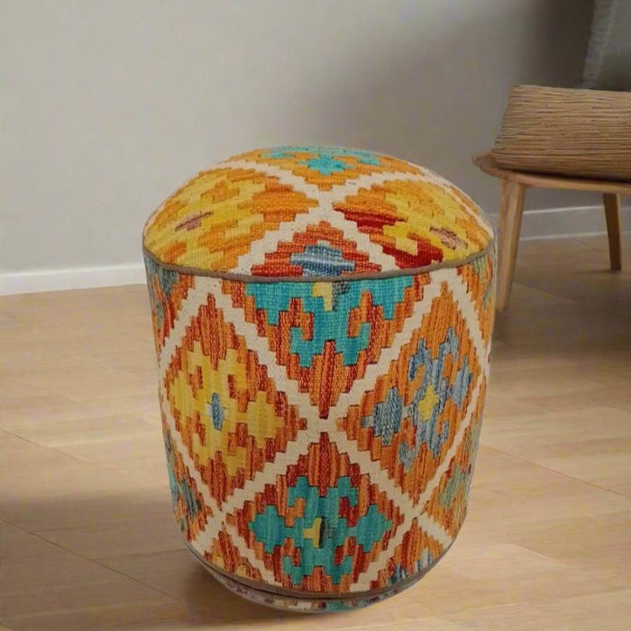 One of a Kind Kilim Rug Pouf Ottoman foot stool #149A