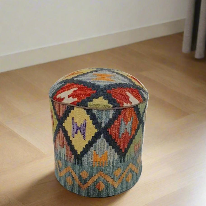 One of a Kind Kilim Rug Pouf Ottoman foot stool #143A