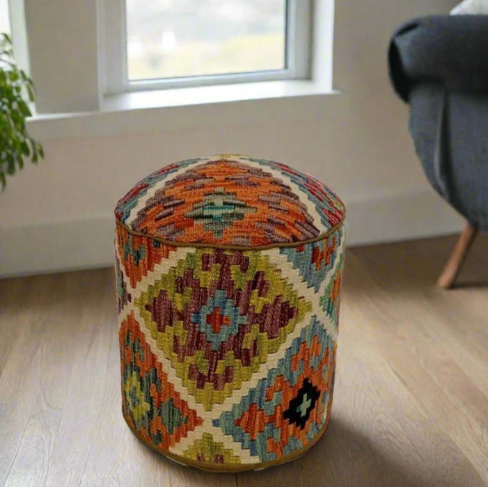 One of a Kind Kilim Rug Pouf Ottoman foot stool #125A