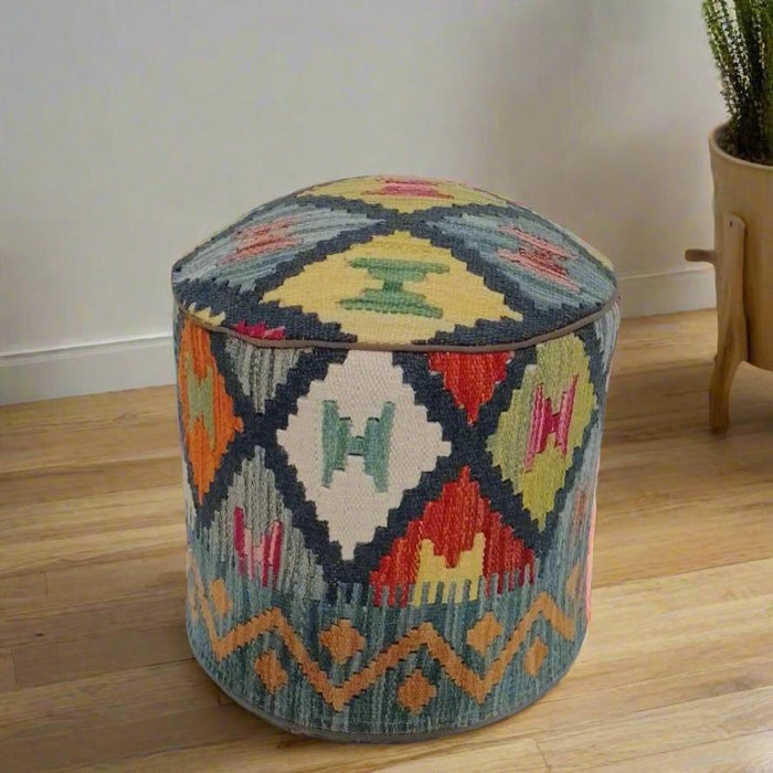 One of a Kind Kilim Rug Pouf Ottoman foot stool #144A