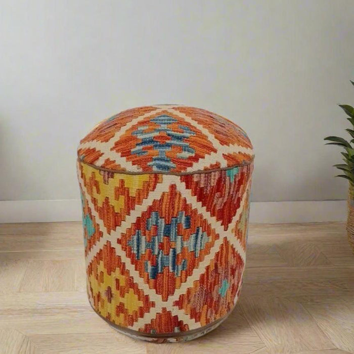 One of a Kind Kilim Rug Pouf Ottoman foot stool #135A
