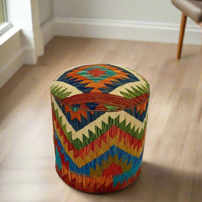 One of a Kind Kilim Rug Pouf Ottoman foot stool #21B