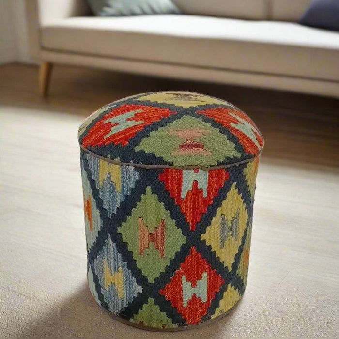 One of a Kind Kilim Rug Pouf Ottoman foot stool #142A