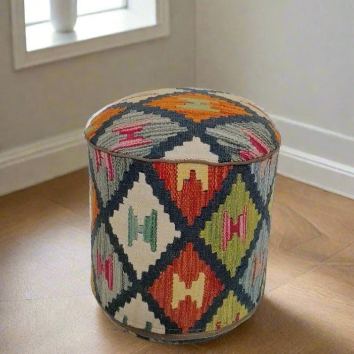 One of a Kind Kilim Rug Pouf Ottoman foot stool #138A