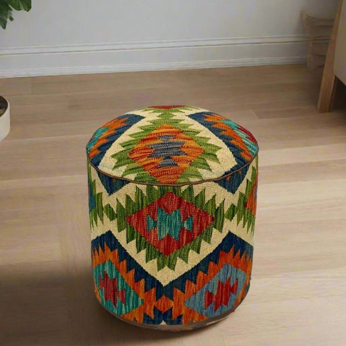 One of a Kind Kilim Rug Pouf Ottoman foot stool #19B