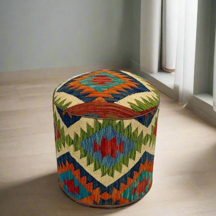 One of a Kind Kilim Rug Pouf Ottoman foot stool #22B