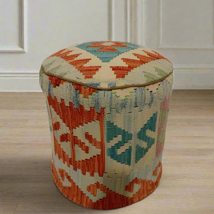 One of a Kind Kilim Rug Pouf Ottoman foot stool #13B