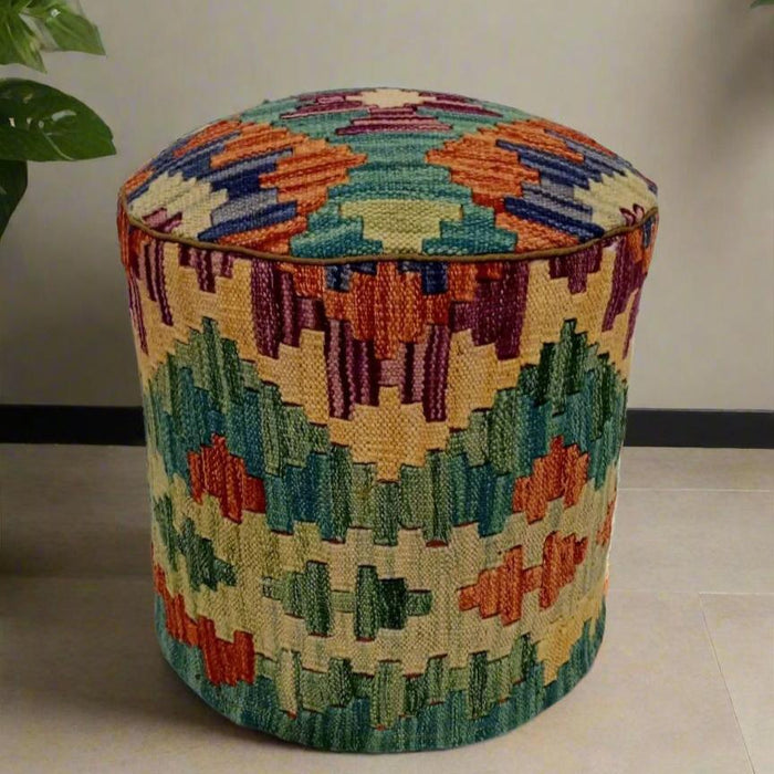 One of a Kind Kilim Rug Pouf Ottoman foot stool #10B
