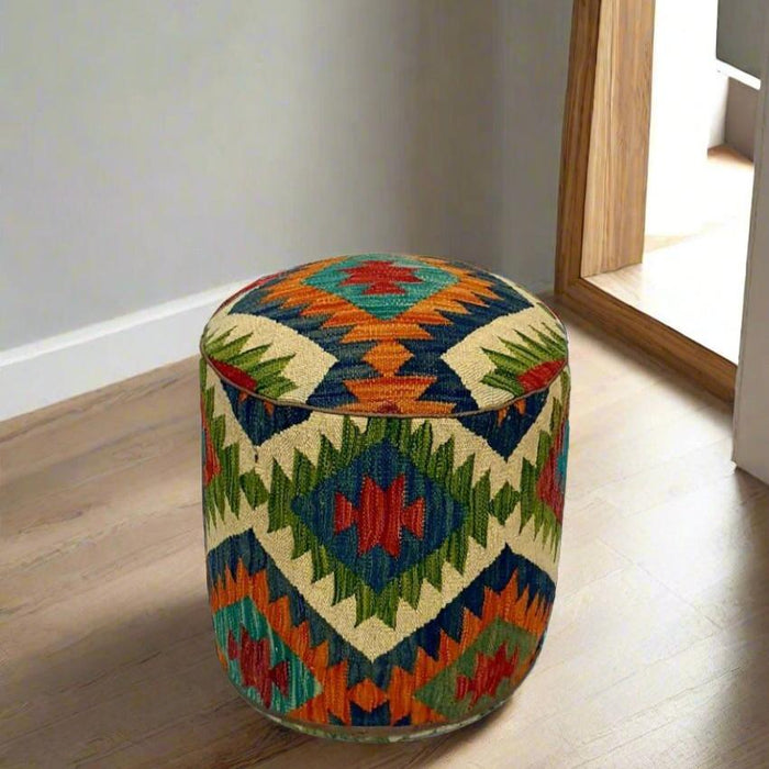 One of a Kind Kilim Rug Pouf Ottoman foot stool #17B