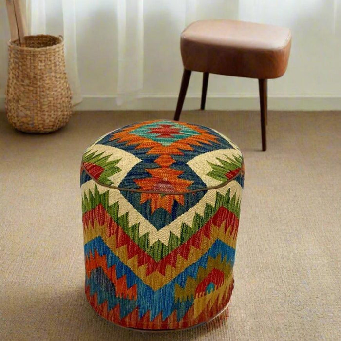 One of a Kind Kilim Rug Pouf Ottoman foot stool #20B