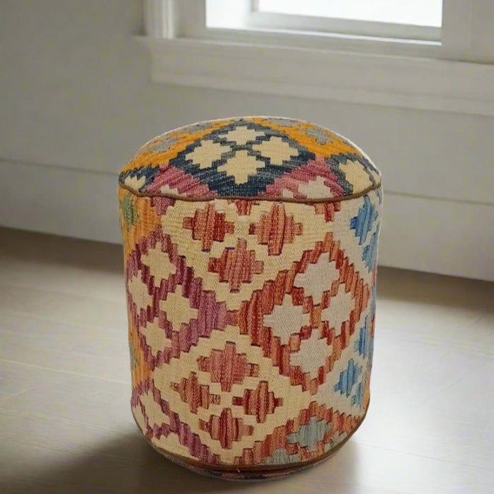One of a Kind Kilim Rug Pouf Ottoman foot stool #139A