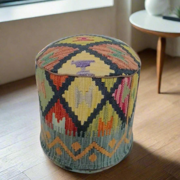 One of a Kind Kilim Rug Pouf Ottoman foot stool #145A