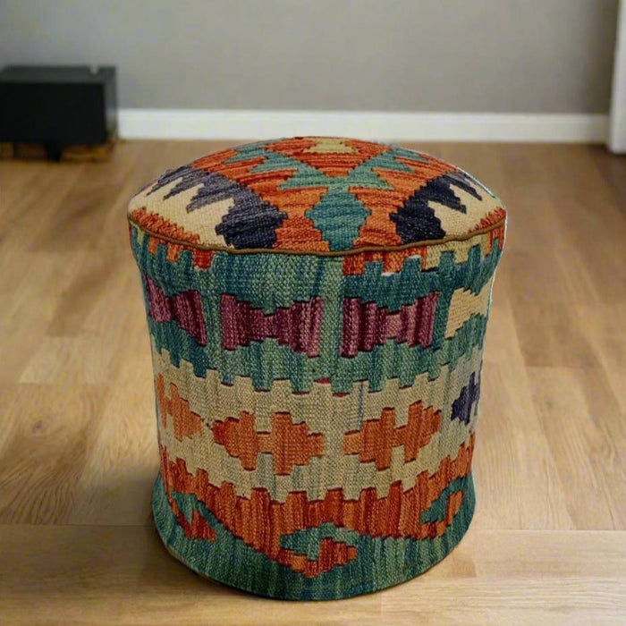 One of a Kind Kilim Rug Pouf Ottoman foot stool #11B
