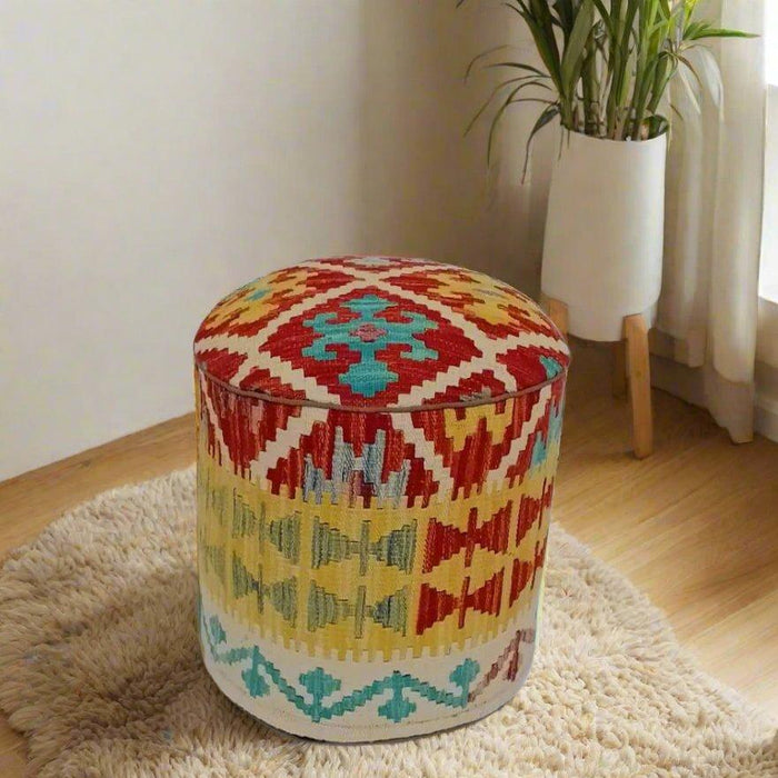 One of a Kind Kilim Rug Pouf Ottoman foot stool #134A