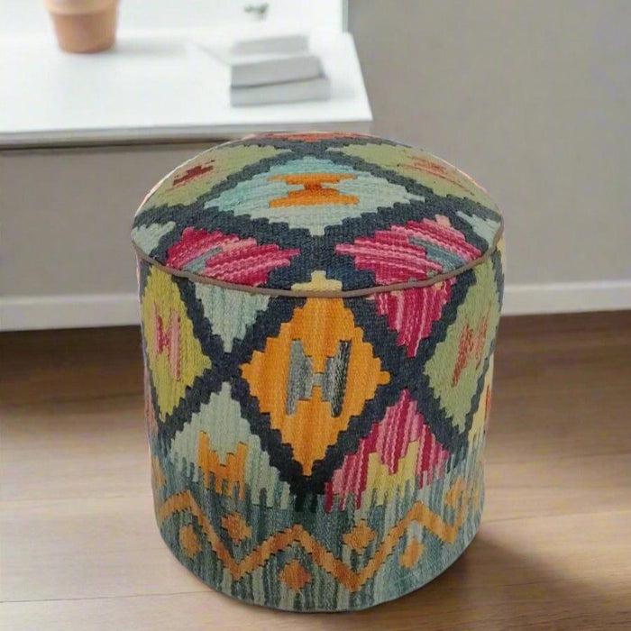 One of a Kind Kilim Rug Pouf Ottoman foot stool #147A