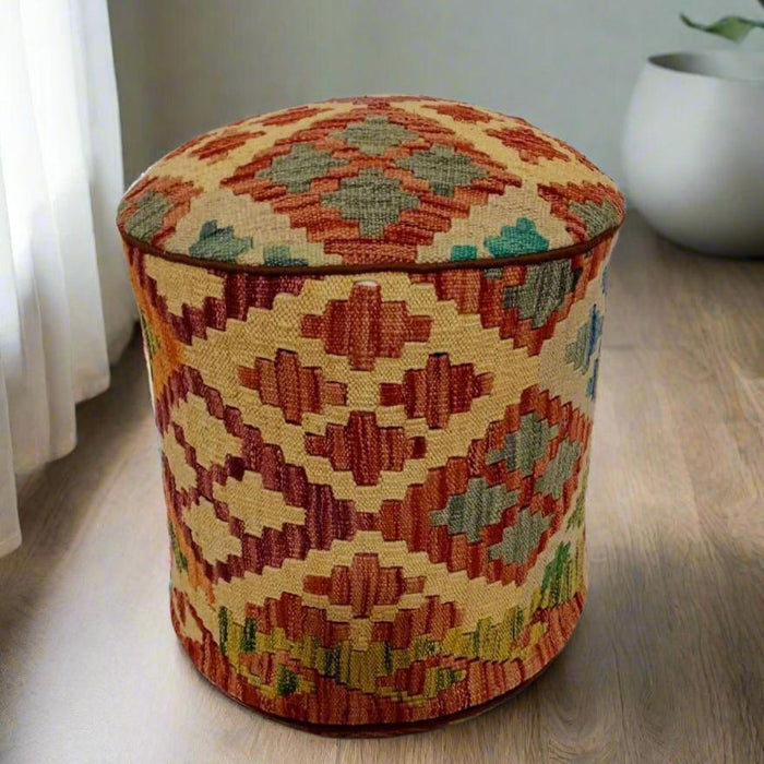 One of a Kind Kilim Rug Pouf Ottoman foot stool #40A