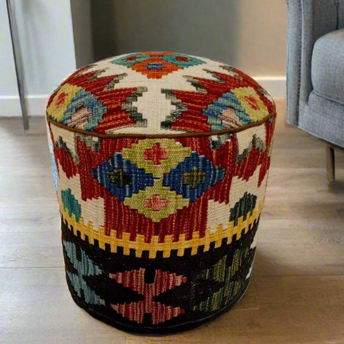 One of a Kind Kilim Rug Pouf Ottoman foot stool #49A