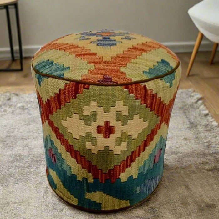 One of a Kind Kilim Rug Pouf Ottoman foot stool #48A