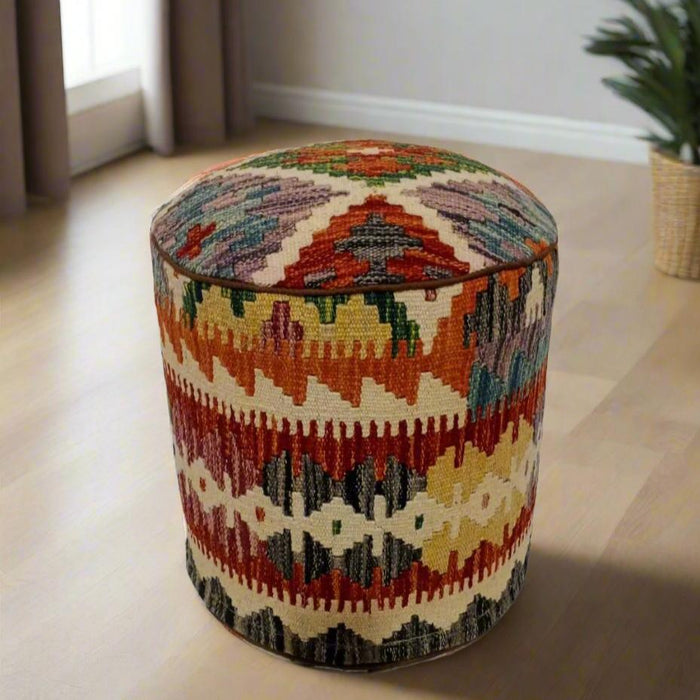 One of a Kind Kilim Rug Pouf Ottoman foot stool #52A