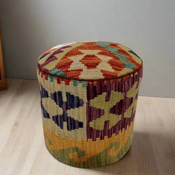 One of a Kind Kilim Rug Pouf Ottoman foot stool #47A