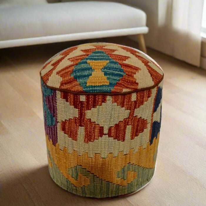 One of a Kind Kilim Rug Pouf Ottoman foot stool #43A