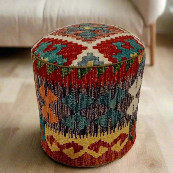 One of a Kind Kilim Rug Pouf Ottoman foot stool #34A