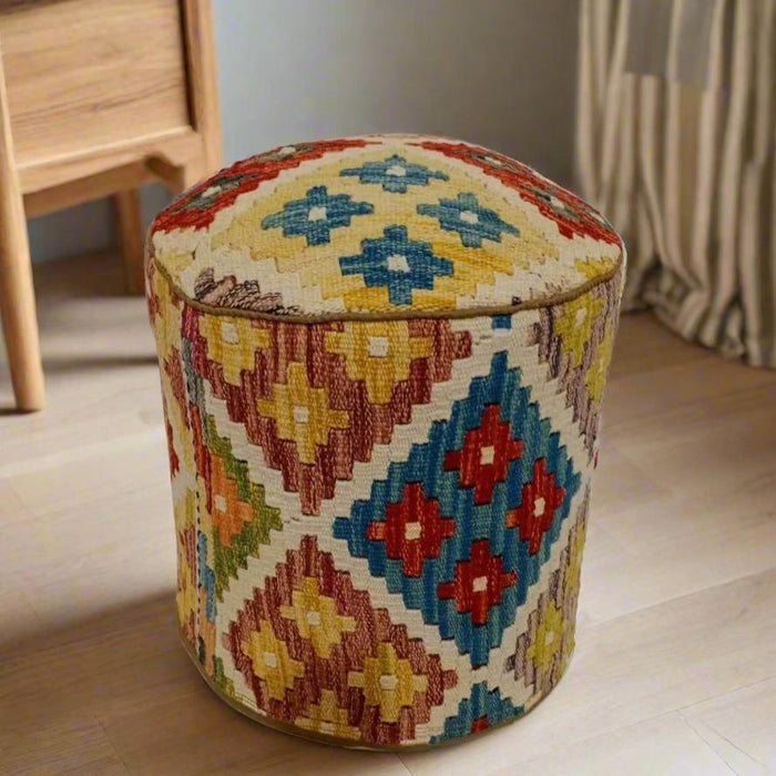 One of a Kind Kilim Rug Pouf Ottoman foot stool #31A