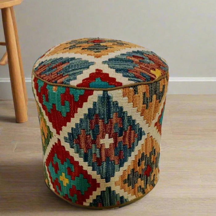 One of a Kind Kilim Rug Pouf Ottoman foot stool #25A