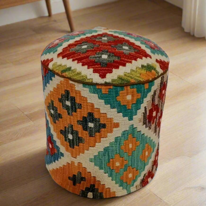 One of a Kind Kilim Rug Pouf Ottoman foot stool #38A